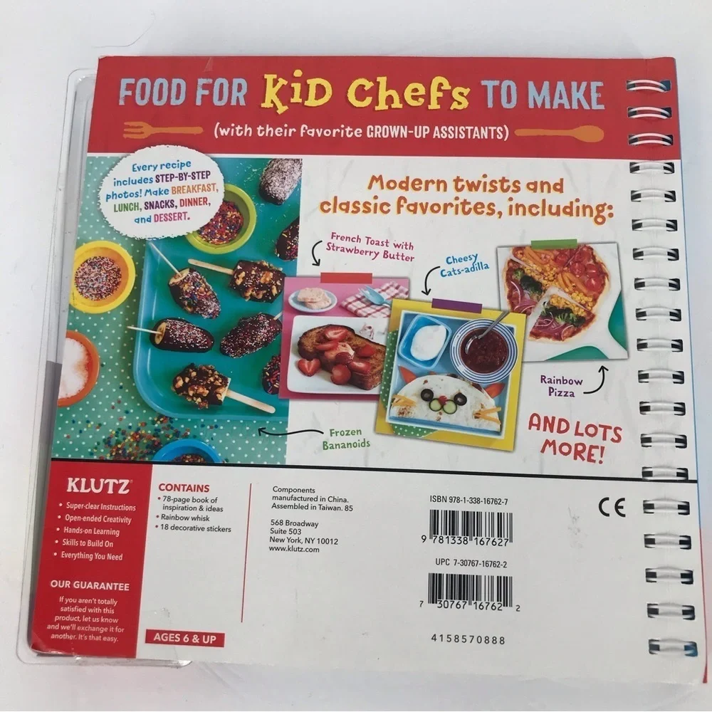 Colorful Kids Cook Book with Rainbow Whisk